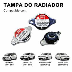 Tampa do Radiador Civic 1.1 Bar - Compatível com Fit (04-16), CRV, Accord e Tiida