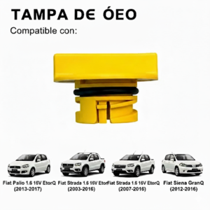 Tampa de Óleo - Fiat Palio 1.6 16V EtorQ (13-17), Strada 1.6 16V EtorQ (13-16), Siena Grand 1.6 16V EtorQ (12-16) - Tampa Amarela Cod. 55247075