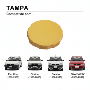 Tampa de Óleo - Fiat Uno (93-05), Fiorino (93-05), Ducato (98-15), Stilo 2.4 20V (03-11) - Tampa Amarela Cod. 7689902