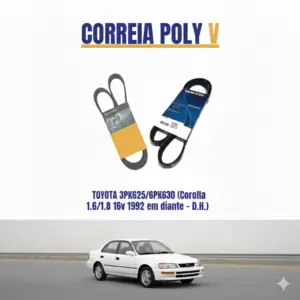 CORREIA POLY V TOYOTA 3PK625/6PK630 (Corolla 1.6/1.8 16v 1992 em diante - D.H.)