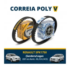 CORREIA POLY V RENAULT 5PK1750 (Sandero/Logan 2007 em diante - Alt./D.H./ACD)