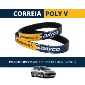 CORREIA POLY V PEUGEOT 4PK915 (206 1.0 16v 2001 a 2006 - Gir./D.H.)