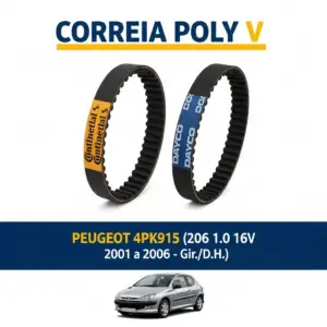 CORREIA POLY V PEUGEOT 4PK915 (206 1.0 16v 2001 a 2006 - Gir./D.H.)