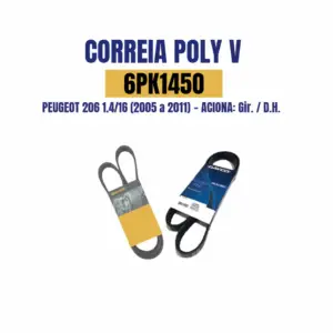 CORREIA POLY V PEUGEOT 6PK1450 (206 1.4/1.6 2005 a 2011- Gir./D.H.)