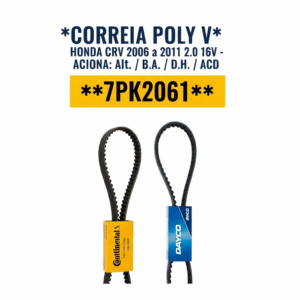 CORREIA POLY V HONDA 7PK2061(CRV 2006 a 2011 Motor 2.0 16v - Alternador / Bomba D'Água / Direção Hidráulica / Ar Condicionado)