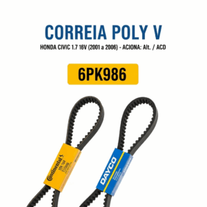 CORREIA POLY V HONDA 6PK986 (Civic 1.7 16v 2001 a 2006 - Alt./ACD)