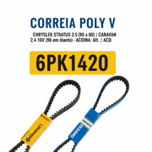 CORREIA POLY V CHRYSLER 6PK1420 (Stratus 2.5 1995 a 2000 Caravan 2.4 16v 1996 em diante - Alt./ACD)