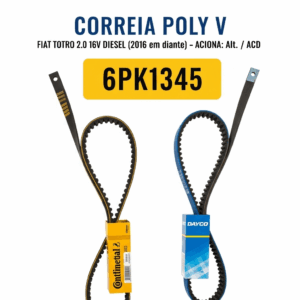 CORREIA POLY V FIAT 6PK1345 (Toro 2.0 16v Diesel 2016 em diante - Alt./ACD)