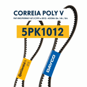 CORREIA POLY V FIAT 5PK1012 (Uno/Fiorino 1.0/1.5 1991 a 2012 - Gir./Alt./B.A.)