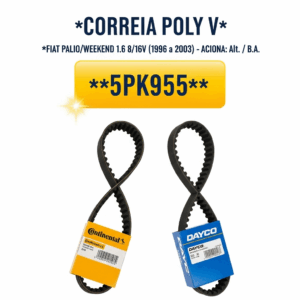 CORREIA POLY V FIAT 5PK955 (Palio/Weekend 1.6 8/16v 1996-2003 -Alt./B.A.)