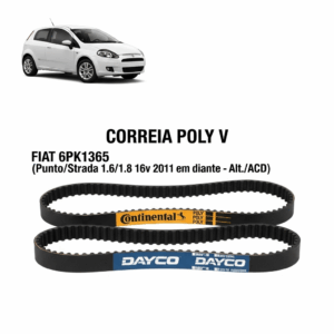 CORREIA POLY V FIAT 6PK1365 (Punto/Strada 1.6/1.8 16v 2011 em diante - Alt./ACD)