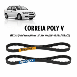CORREIA POLY V FIAT 6PK1385 (Palio/Weekend 1.0/1.5 8v 1996/2017 - Alt./B.A./D.H./ACD)