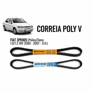 CORREIA POLY V FIAT 3PK905 (Palio/Siena 1.0/1.3 16v 2000 -2007 - D.H.)
