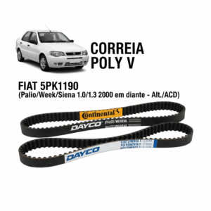 CORREIA POLY V FIAT 5PK1190 (Palio/Week/Siena 1.0/1.3 2000 em diante -Alt./ACD)