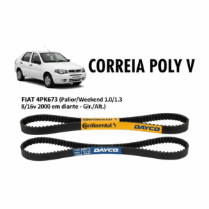 CORREIA POLY V FIAT 4PK673 (Palio/Weekend 1.0/1.3 8/16v 2000 em diante - Gir./Alt.)
