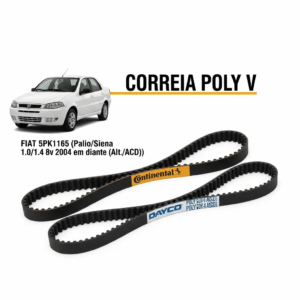 CORREIA POLY V FIAT 5PK1165 (Palio/siena 1.0/1.4 8v 2004 em diante (Alt./ACD))