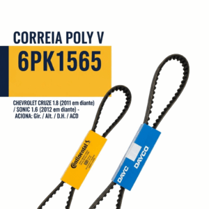 CORREIA POLY V CHEVROLET 6PK1565 (Cruze 1.8 2011 ... Sonic 1.6 2012 em diante - Gir./Alt./D.H./ACD)