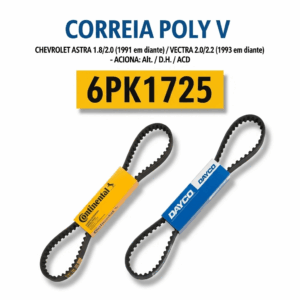 CORREIA POLY V CHEVROLET 6PK1725 (Astra 1.8/2.0 1991 ... Vectra 2.0/2.2 1993 em diante)