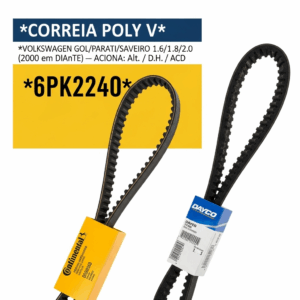 CORREIA POLY V Volkswagen 6PK2240 (Gol/Parati/Saveiro 1.6/1.8/2.0 2000 em diante - Alt./D.H./ACD)