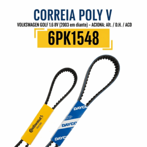 CORREIA POLY V Volkswagen 6PK1548 (Golf 1.6 8v 2003 em diante - Alt./D.H./ACD)