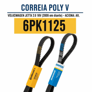 CORREIA POLY V Volkswagen 6PK1125 (Jetta 2.0 16v 2009 em diante- Alt)